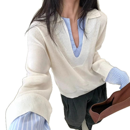 Damen Pullover mit Hemdkragen Eveloria