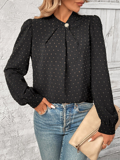 Damen Bluse Rüschendetails Edelknöpfe Eveloria