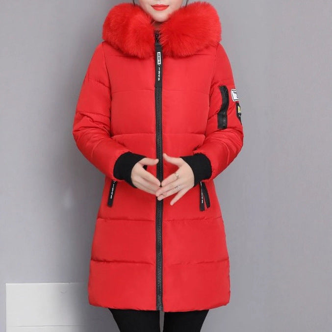 Damen Steppjacke Langärmelig Abnehmbarer Kunstfellkragen