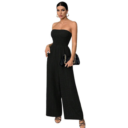 Damen Jumpsuit Schulterfrei Elastisch Eveloria
