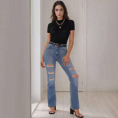Damen T-Shirt Kurzarm Modischer Schnitt Eveloria