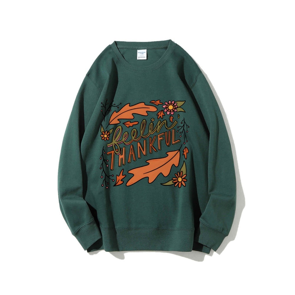 Damen Sweatshirt Bunt Herbstmotiv Baumwolle