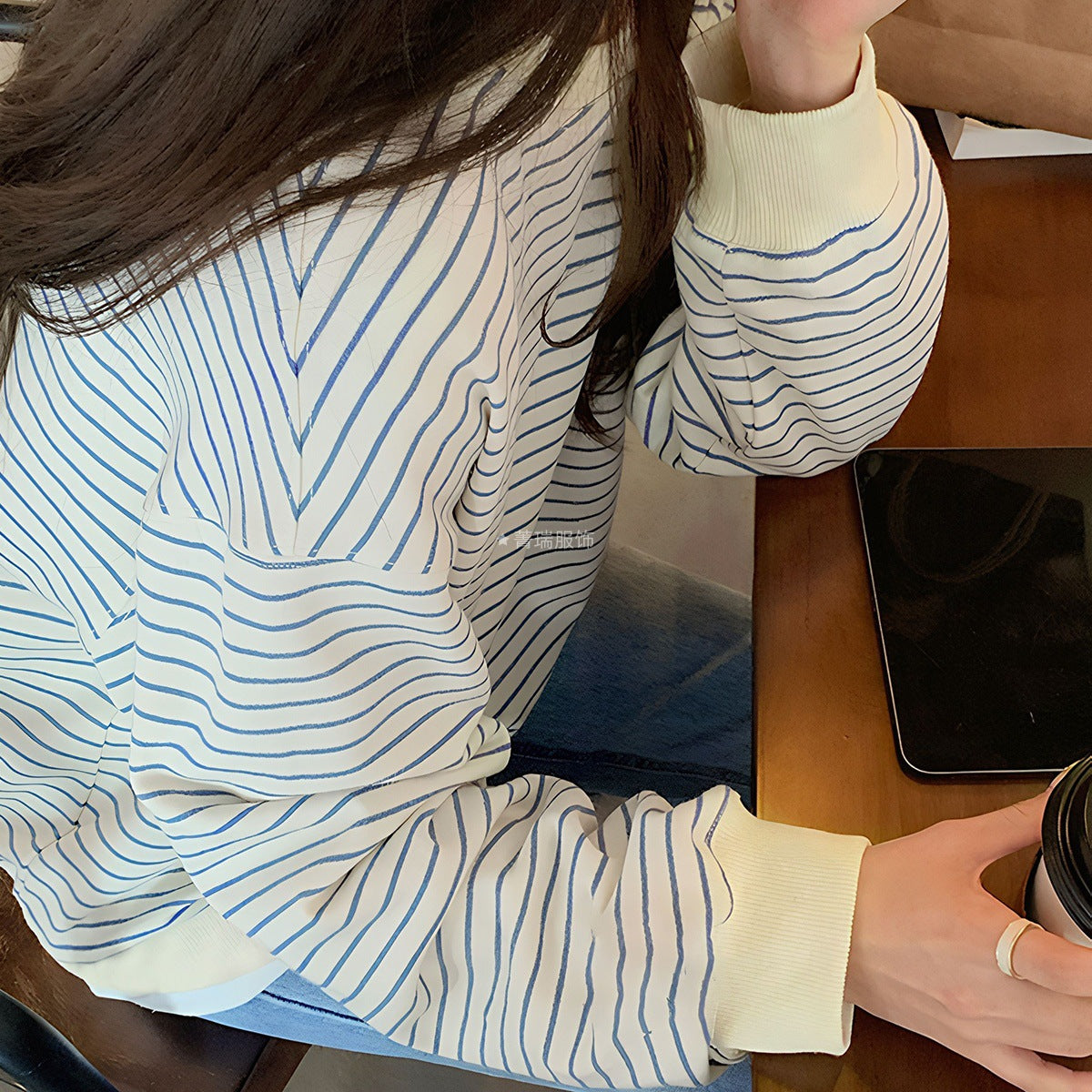 Damen Gestreifter Pullover Lässig Eveloria