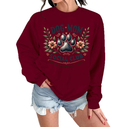 Damen Sweatshirt Hundemotiv Aufdruck Grau