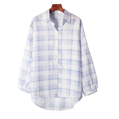 Damen Karobluse Übergroß Eveloria
