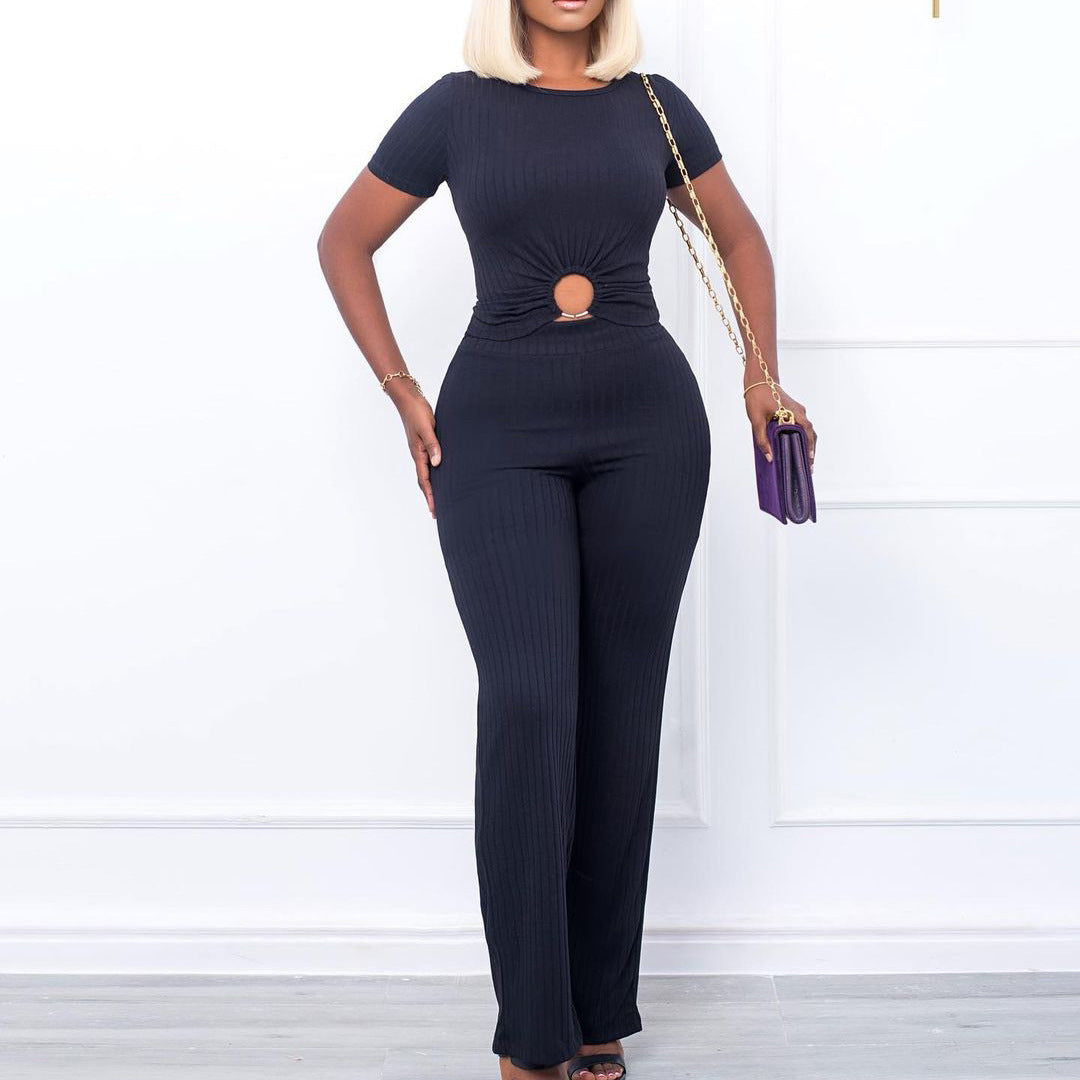 Damen Jumpsuit Hochgeschnitten Mit Schlitz Eveloria