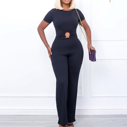 Damen Jumpsuit Hochgeschnitten Mit Schlitz Eveloria