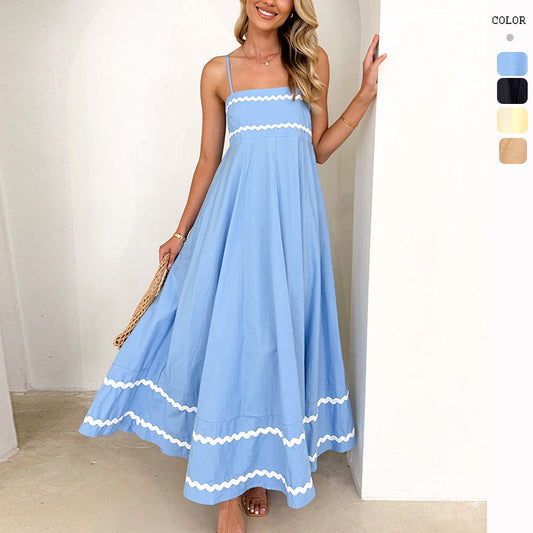 Damen Maxikleid A-Linie Sommer Raffinierte Zierborten Eveloria - Eveloria