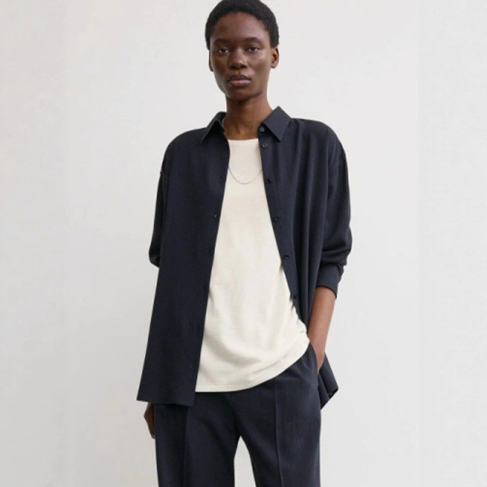 Damen Oversized Hemdbluse Moderner Schnitt Lässig