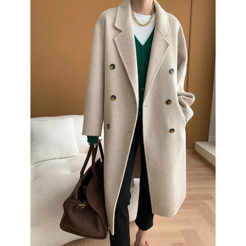 Damen Wollmantel Eleganter Doppelt-Knopf Weit Schnitt - Eveloria