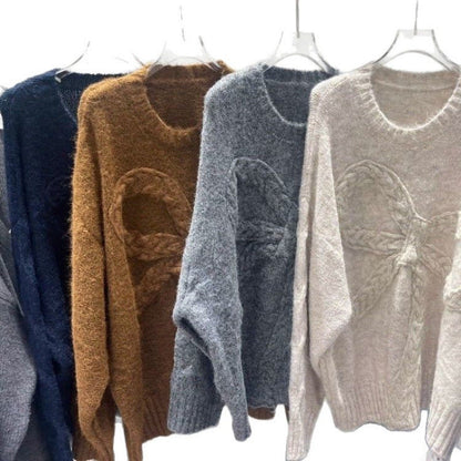 Damen Grobstrickpullover Zopfdesign Eveloria