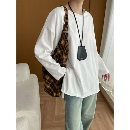 Damen Langarmshirt Weite Passform Baumwolle Beige