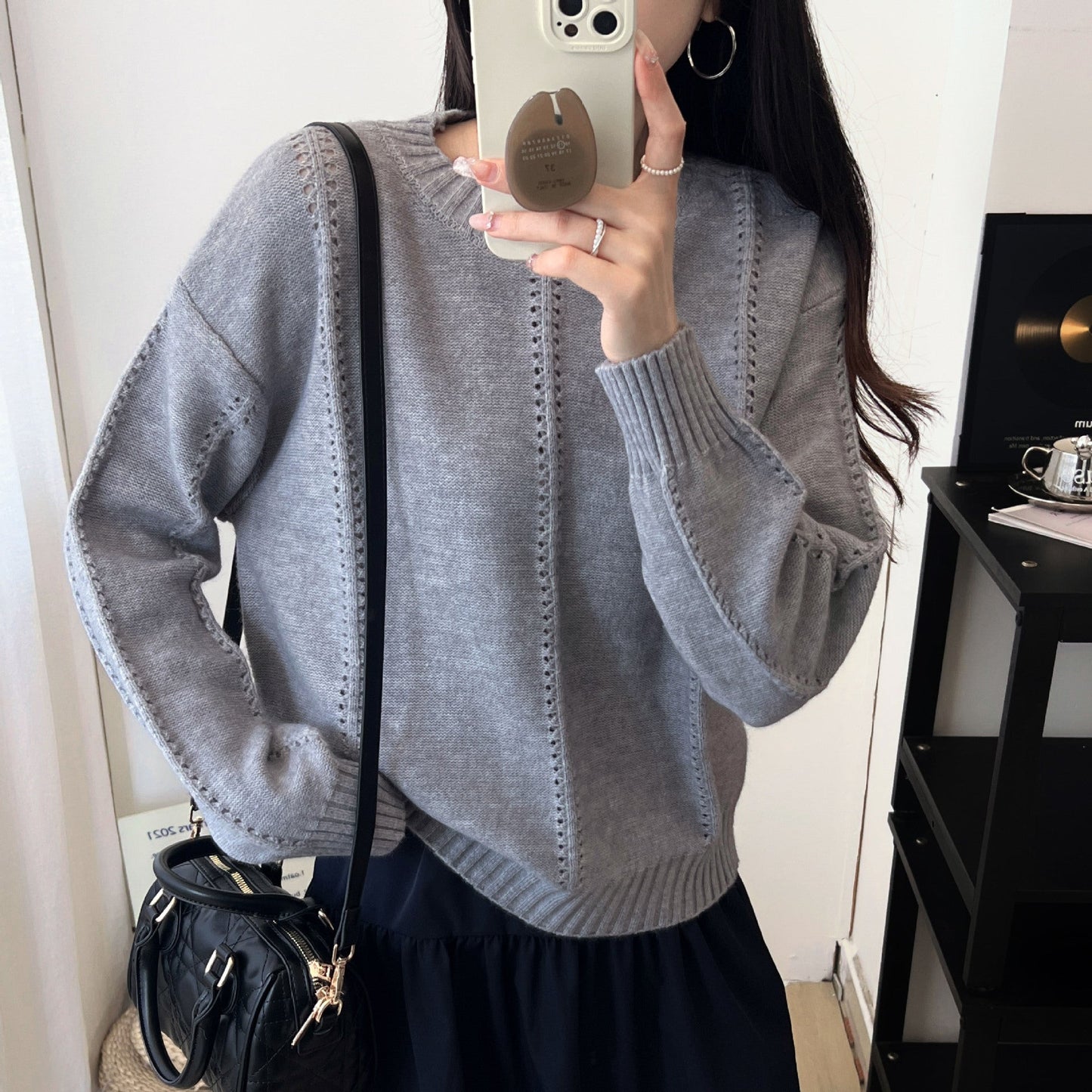Damen Grobstrickpullover Lässiger Schnitt mit Struktur-Details