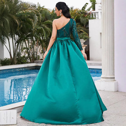 Damen Maxikleid Glitzerndes Muster Elegantes Cape
