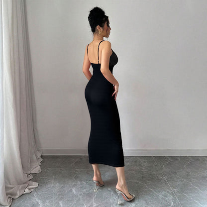 Damen Midi-Kleid Figurbetont mit Cut-Out und Spaghettiträgern