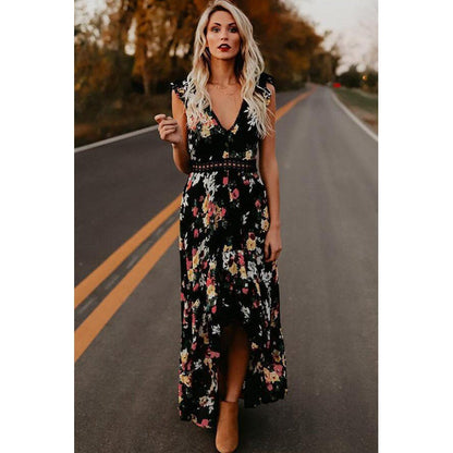 Damen Maxikleid Elastisch Floral