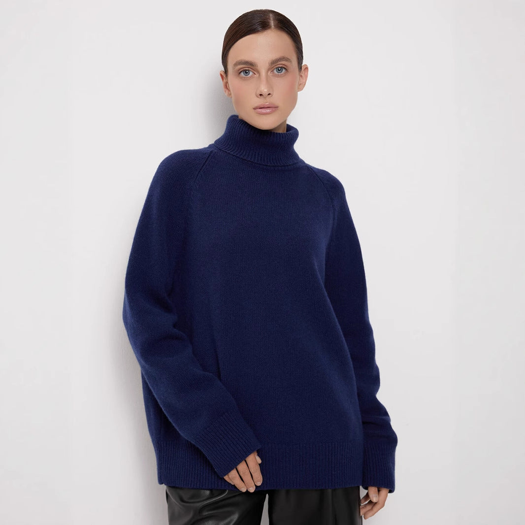 Damen Rollkragenpullover Feines Strickmaterial Beige