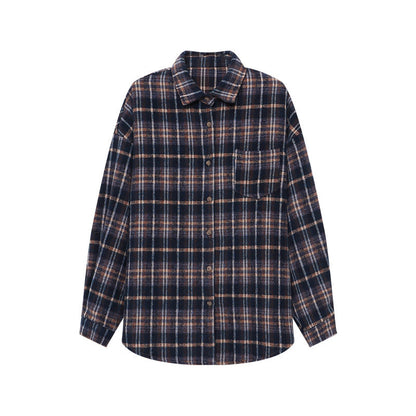 Damen Karierte Freizeitjacke Weiches Futter -Weiß Eveloria