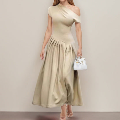 Damen Wickelmaxikleid Asymmetrisch Strukturiert Eveloria