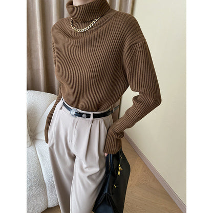 Damen Rollkragenpullover Ribbstrick Eveloria