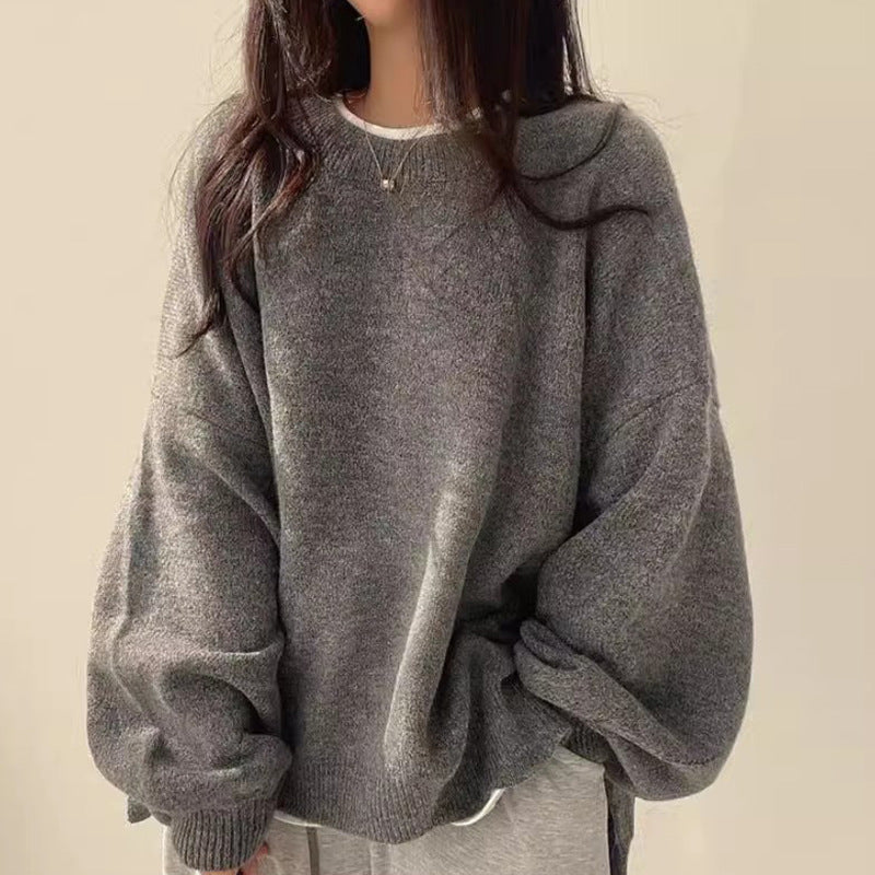Damen Oversized Strickpullover Weite Ärmel Lässiger Schnitt