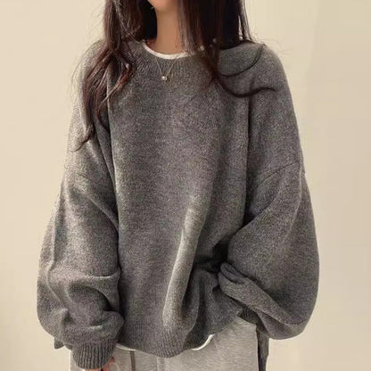 Damen Oversized Strickpullover Weite Ärmel Lässiger Schnitt