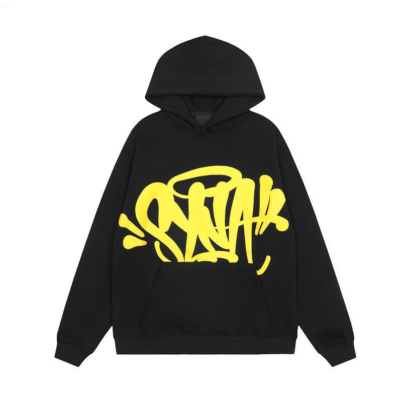 Damen Kapuzenpullover Graffiti-Design Kängurutaschen Schwarz Eveloria - Eveloria