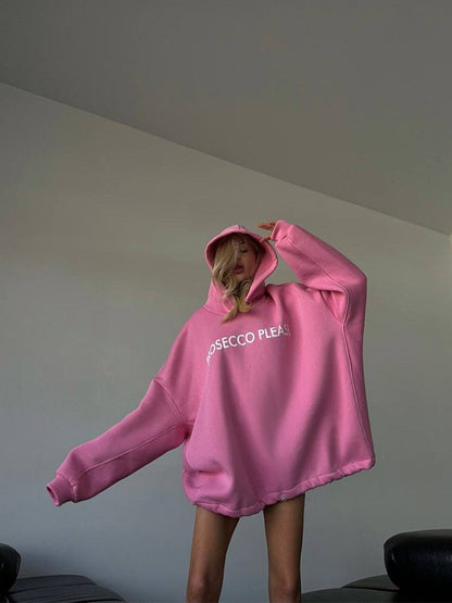 Damen Oversized Hoodie Lässig mit Kordelzug und Rippbündchen