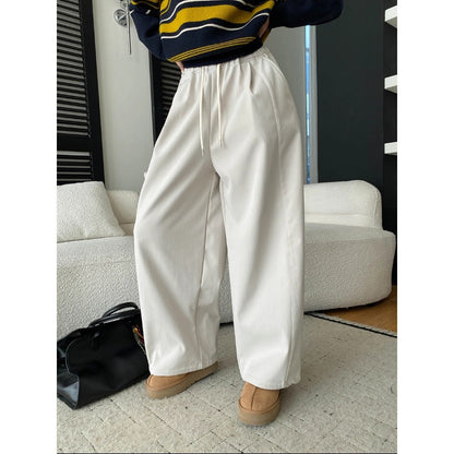 Damen Wide-Leg-Hose Elastischer Bund Bequem Schwarz - Eveloria