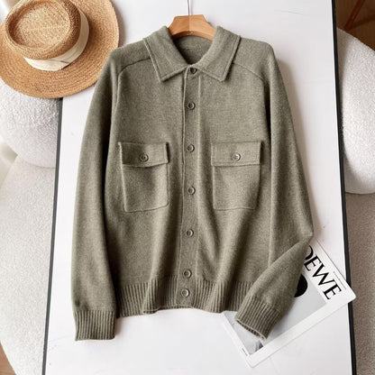 Damen Strickjacke mit Brusttaschen Zeitlos Eveloria