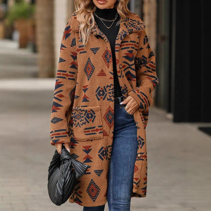 Damen Langarmjacke Geometrisches Muster Eveloria