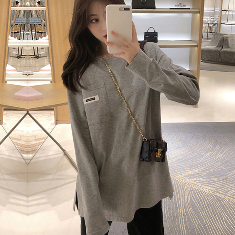 Damen Longsleeve-Shirt mit Tasche aus Baumwolle Eveloria