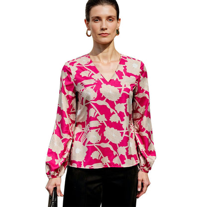 Damen Bluse Floralmuster Weiches Jersey