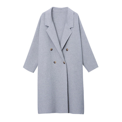 Damen Wollmantel Eleganter Doppelknopf Weit Schnitt Eveloria