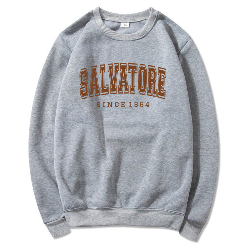 Damen Sweatshirt Vintage-Print Komfortschnitt Grau Eveloria
