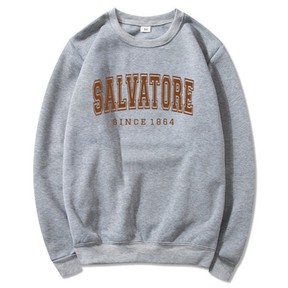 Damen Sweatshirt Vintage-Print Komfortschnitt Grau Eveloria