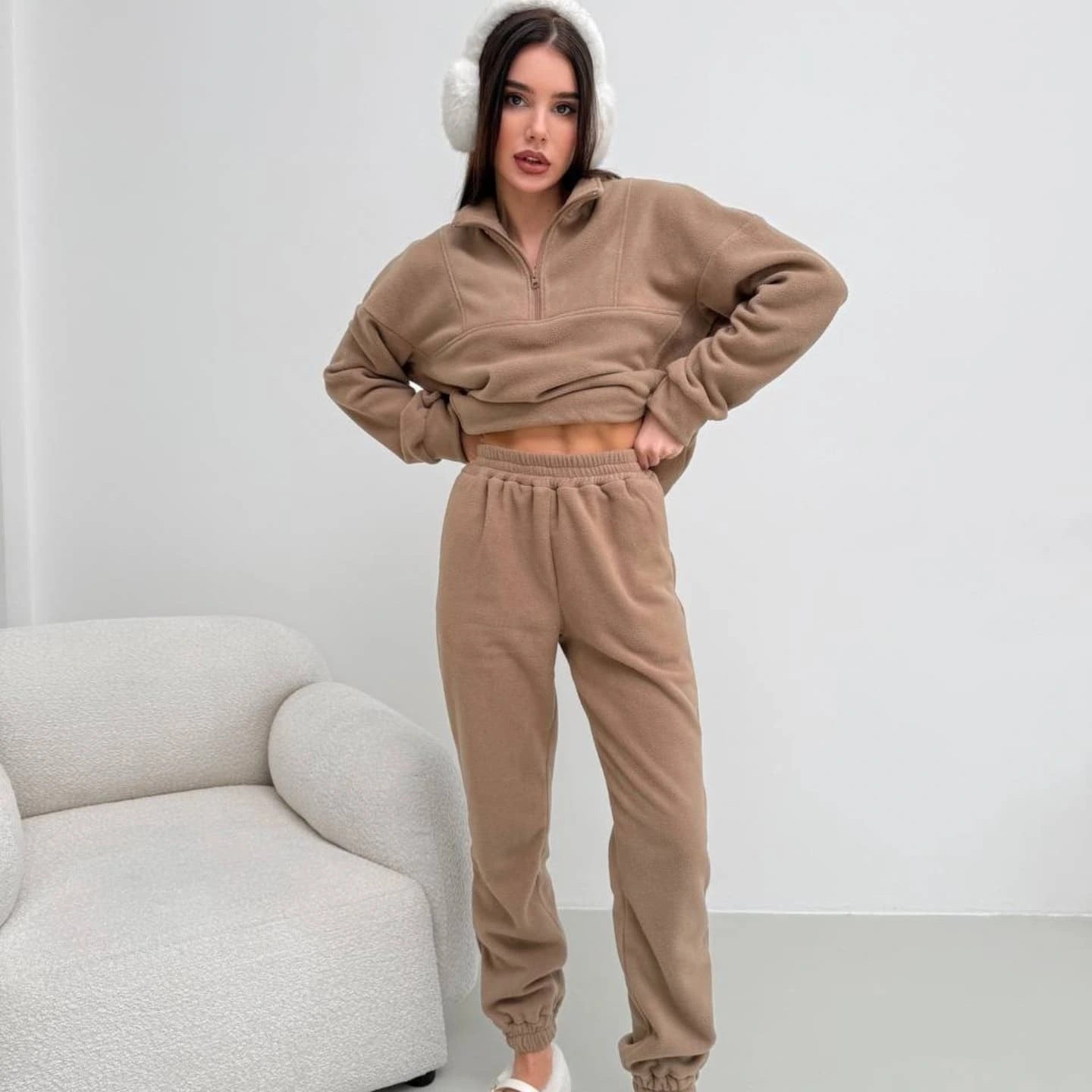 Damen Fleecejacke Jogginghose Set Eveloria