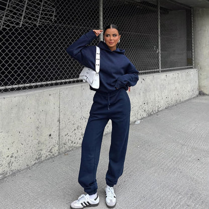 Damen Oversized Hoodie Jogginganzug Elastischer Bund