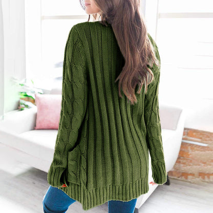 Damen Grobstrickjacke mit Knöpfen und Taschen Eveloria