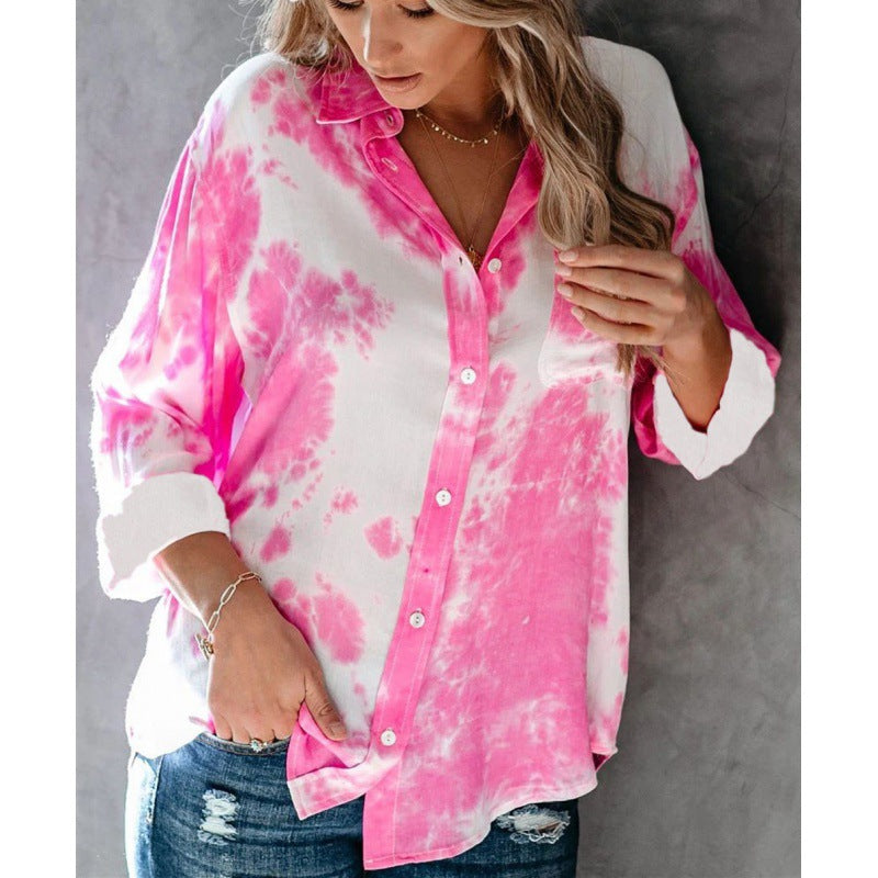 Damen Hemdbluse Batikdesign Modern Lässig Eveloria
