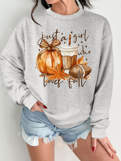 Damen Sweatshirt Herbstmotiv Baumwolle Inspirierender Druck Beige