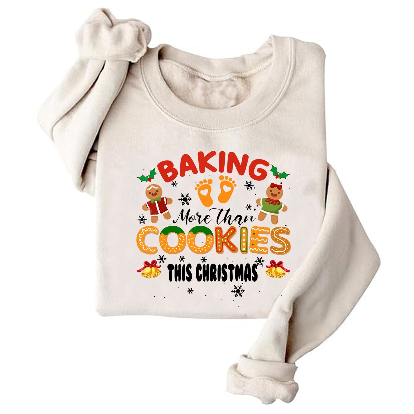 Damen Sweatshirt Weiches Fleece Weihnachtsdruck Grün
