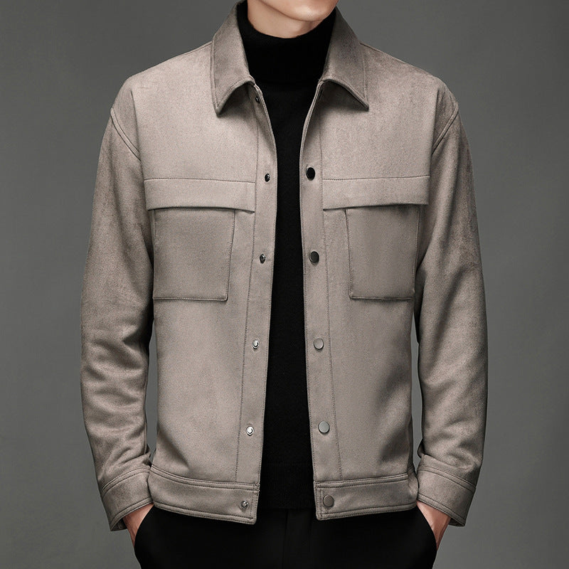 Eveloria Herren Wildlederjacke Elegantes Design Braun