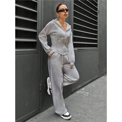 Damen Hoodie-Set Figurbetont mit Zipperdetails Eveloria