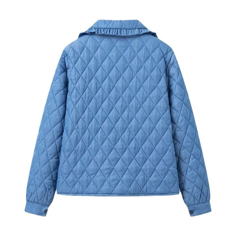Damen Steppjacke Voluminöser Kragen Praktische Taschen
