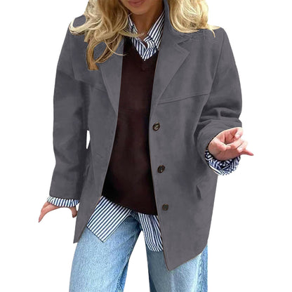 Damen Oversized Blazer Wildlederimitat Eveloria
