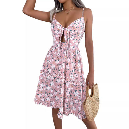Damen Retro-Kleid Sommer florale Blume Cut-Out Detail Eveloria