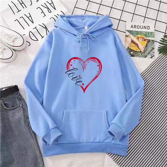Damen Kapuzenpullover Fleece Herz-Design