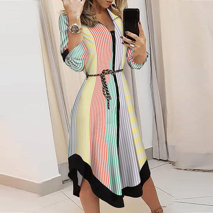 Damen Maxikleid Geometrisches Muster Elegante Taillierung
