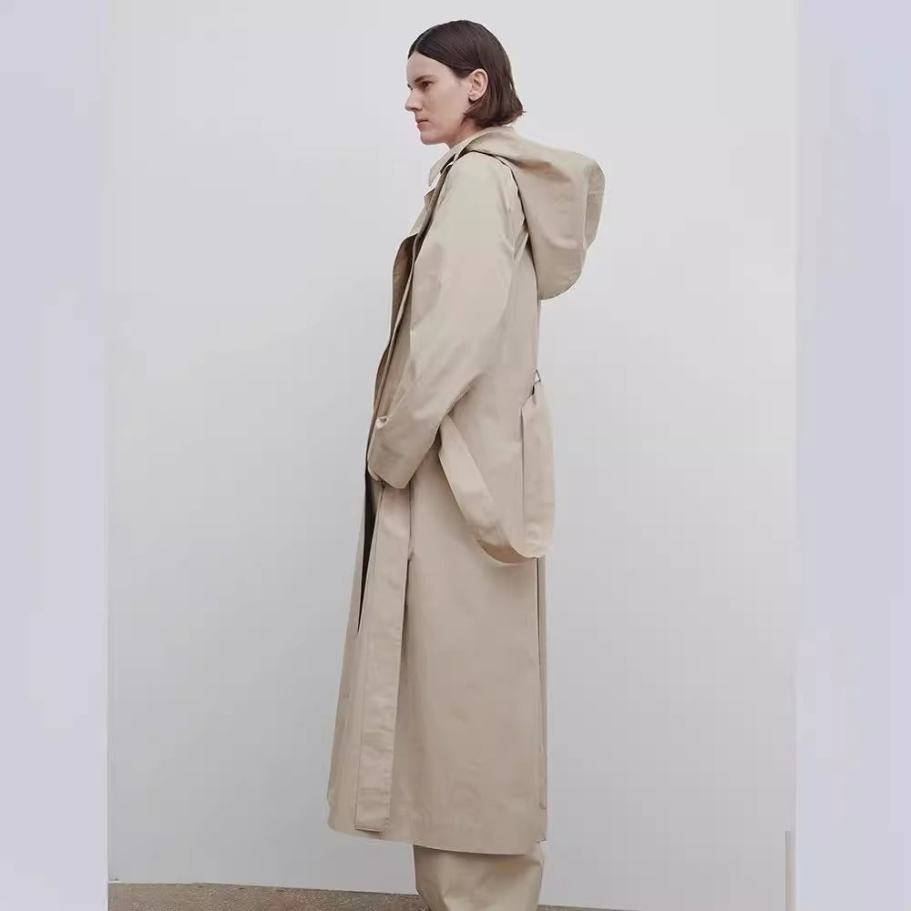 Damen Oversize Trenchcoat Lang Eveloria Breiter Kragen